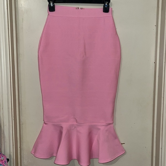 Maketina High Waist Fishtail Skirt Bodycon Bandage Mermaid Pencil Midi Skirt - Picture 1 of 4